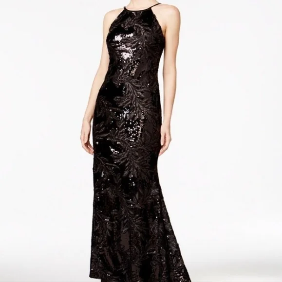 black long sleeve feather dress Feathered Long Black Formal Dress main image 1